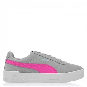 image of Puma Carina Suede Ladies Trainers - Grey/Pink