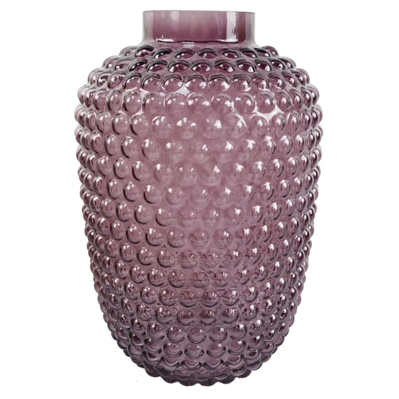 Image of Leaf Glass Vase Mulberry Purple Bubble Glass Vase 30cm Botanik Purple