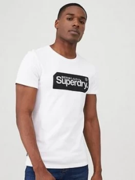 Image of Superdry Core Logo Tag T-Shirt - White, Size L, Men