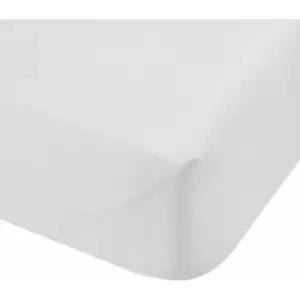 Image of 100% Cotton Percale 200 Thread Count Extra Deep Fitted Sheet, White, Double - Bianca