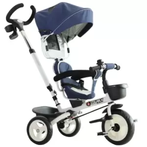 image of Baby Tricycle Stroller with Handle- Blue - 102L x 49W x 102H(cm) - HOMCOM TJ Hughes