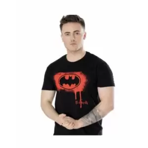 Image of Batman Mens Black Spray Paint Unisex T-Shirt Large