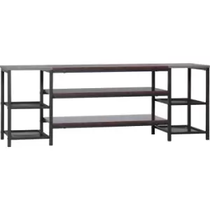 image of Homcom - tv Unit Cabinet for TVs up to 65Inches with Shelves Brown and Grey