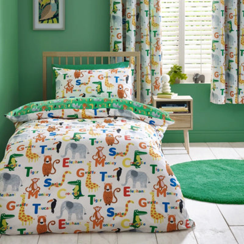 Image of Catherine Lansfield Animal Magic Reversible Duvet Cover Set With Pillowcase Natural