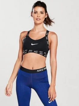 Image of Nike Training Light Support Indy Logo Bra Black Size L Women