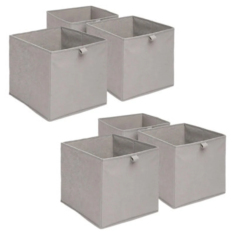 Image of OHS OHS Pack of 6 Plain Folding Storage Boxes in Grey Grey One Size Unisex 5027434150922