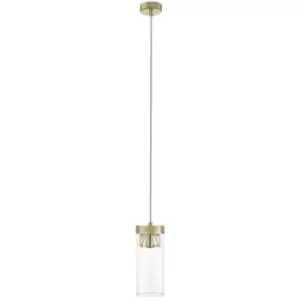 Image of Spring Lighting - Spring Contemporary Slim Pendant Ceiling 1 Light 1 Light Antique Bronze, Crystal