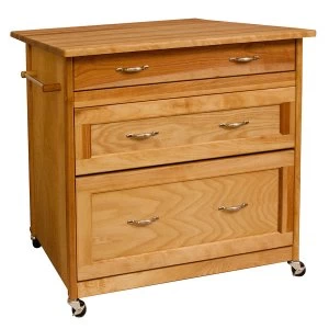 image of Catskill by Eddingtons 3 Drawer Kitchen Trolley on Wheels with Drop Leaf Extension