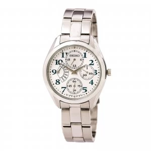 Image of Seiko Womens White Dial Stainless Steel Bracelet Day Date Watch SRL051P1