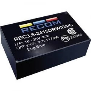 Image of RECOM REC3.5 0512DRWR10A REC3.5 0512DRWR10A 3.5W DCDC Converter REC3.5 0512DRWR10A 4.5 9 Vdc 12 Vdc 145 mA 3