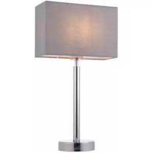 Image of Table Lamp Chrome & Grey Fabric 60W E27 Bedside Light Base & Shade e10650