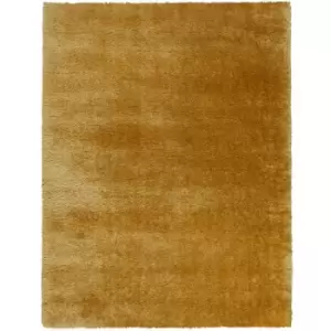 Modern Very Soft Velvet Shaggy Ochre Rug Deep Pile Home Carpet in 80x150cm (2'6''x5'0'')