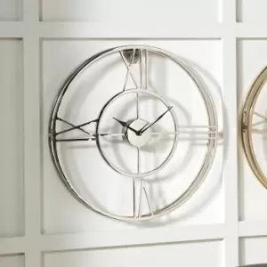 Image of Metal Double Framed Wall Clock 50cm Silver