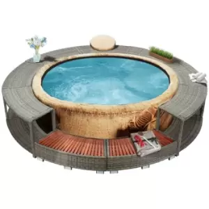 Image of Vidaxl - Spa Surround Grey Poly Rattan