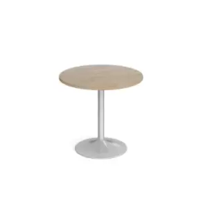 image of Genoa circular dining table with silver trumpet base 800mm - barcelona walnut