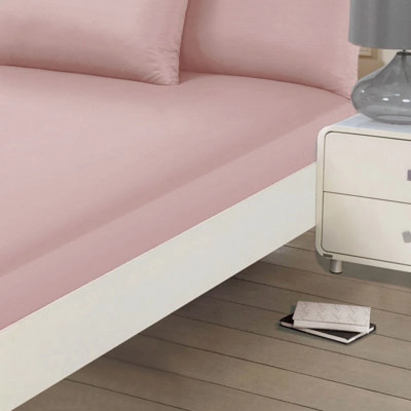 Image of OHS OHS Plain Dyed Non-Iron Fitted Bed Sheet in Light Pink Size: Single Fitted Light Pink Single Fitted Unisex 5027434119776
