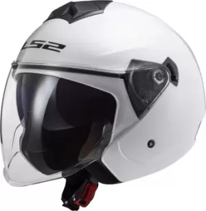 Image of LS2 OF573 Twister II Solid Jet Helmet, white Size M white, Size M