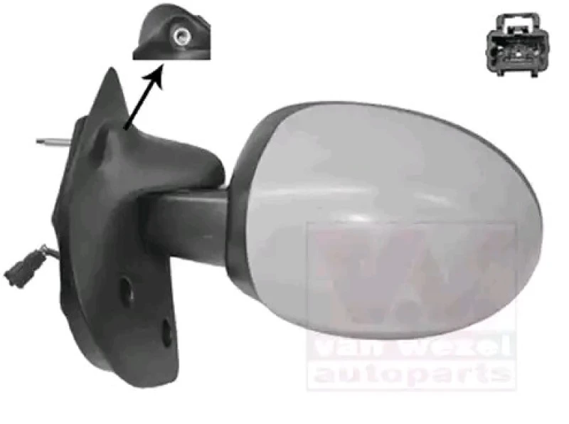 Image of VAN WEZEL 4343807 Wing mirror * HAGUS * Left, Heatable, primed Outside Mirror (50)