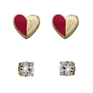 Image of DKNY Jewellery Gold Coloured Enamel Stud Earrings