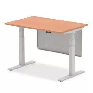 image of Air 1200 x 800mm Height Adjustable Desk Beech Top Silver Leg With