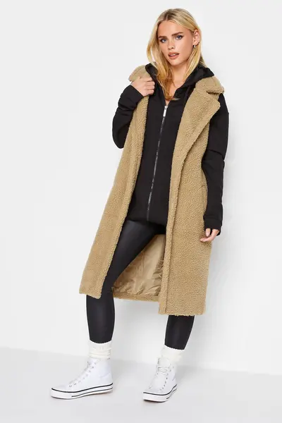 Image of PixieGirl Petite Teddy Longline Gilet Brown
