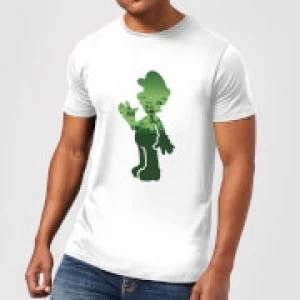 Image of Nintendo Super Mario Luigi Silhouette Mens White T-Shirt - L - Light Grey