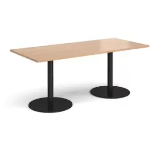 Image of Monza rectangular dining table with flat round Black bases 1800mm x 800mm - beech