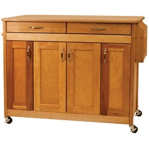 Image of Catskill by Eddingtons Butcher Block Kitchen Island on Wheels with Flat Panel Doors