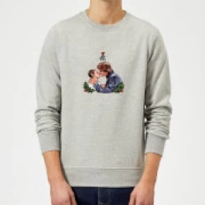 Image of Star Wars Mistletoe Kiss Grey Christmas Sweatshirt - L - Grey