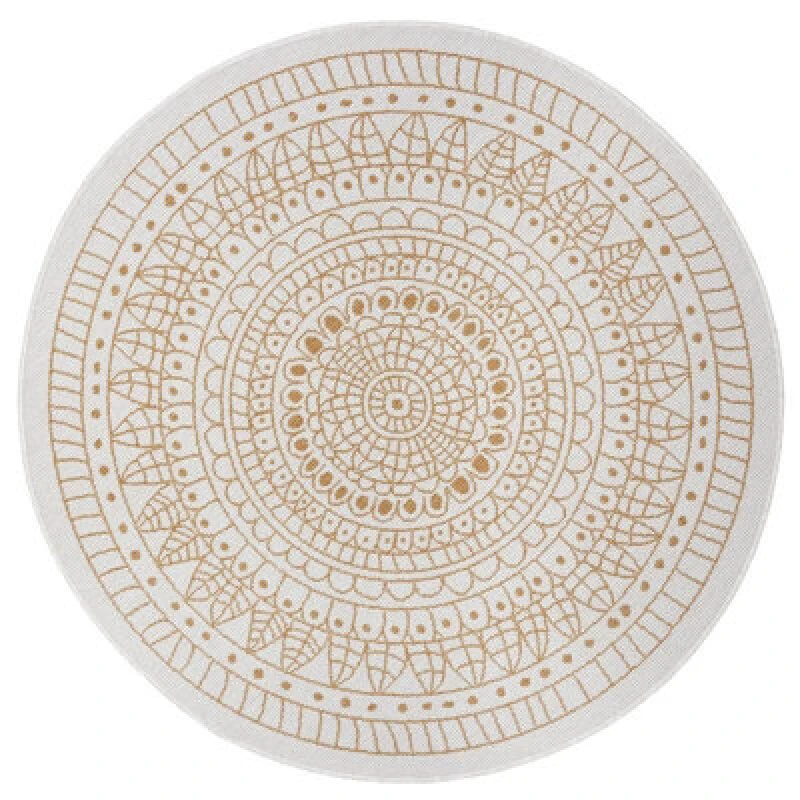 Image of The Rugs Porto Reversible Indoor Outdoor Round Rug Flatweave Polypropylene Design In Yellow