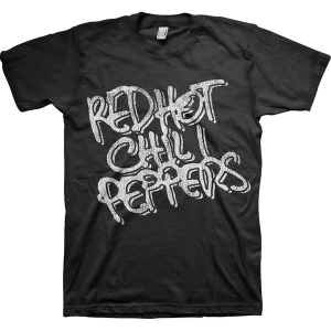 Image of Red Hot Chili Peppers - Black & White Logo Unisex Large T-Shirt - Black