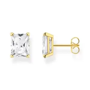 image of THOMAS SABO Gold Plated Octagon Cut White Stone Stud Earrings