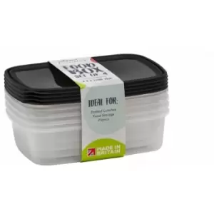 image of Food Storage Box 1L Set 4 Black Or Teal - 35800 - Wham