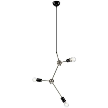 image of Lamkur Lighting - Alessia Multi Arm Pendant Ceiling Light Satin, 3x E27