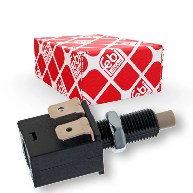 Image of FEBI BILSTEIN 12255 Brake Light Switch with nut Metal, Plastic Brake Light Switch (806)