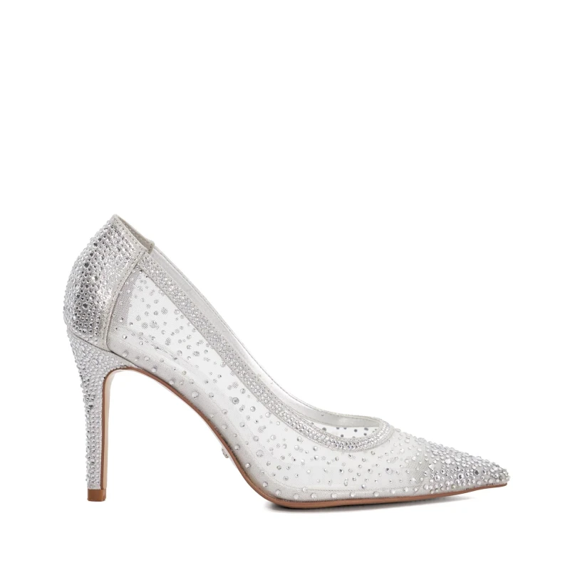 Image of Dune London Womens Brightest Medium Heel Stiletto Court Shoes Silver female 5 (38)