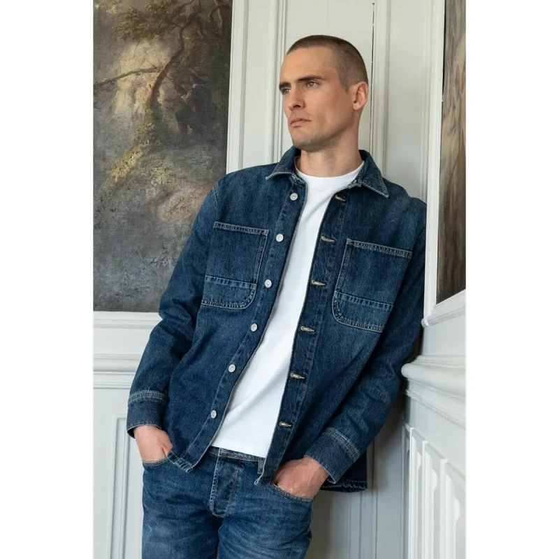 Image of Le Temps des cerises Overshirt Le Temps des cerises Hisa Bleu Male S