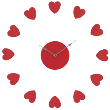 image of DIY Wall Clock - Red Hearts