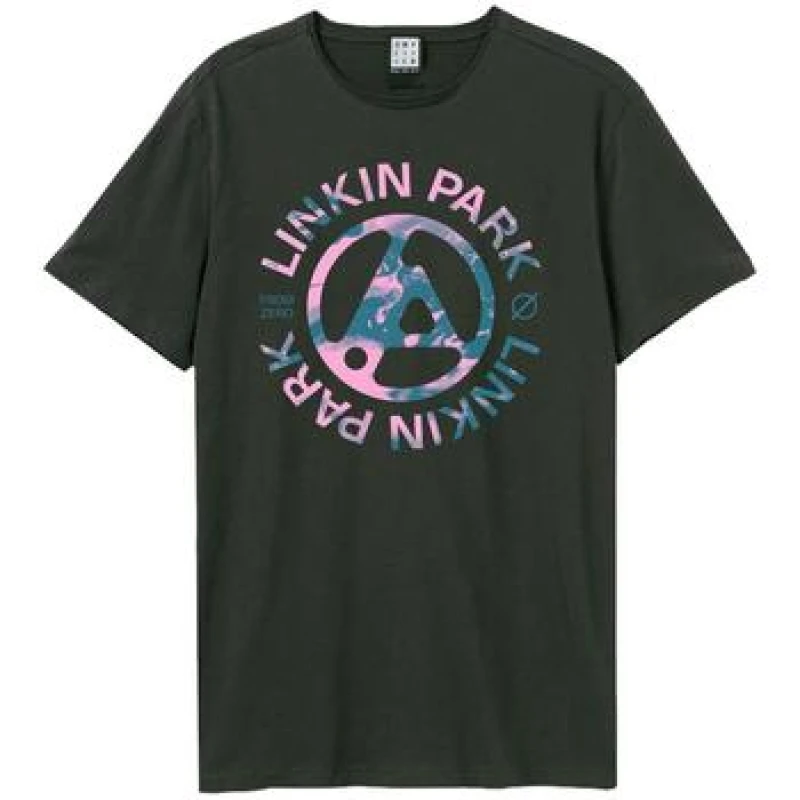 Image of Amplified Mens From Zero Camo Spill Linkin Park T-Shirt in Charcoal Size: XS Charcoal Male XS