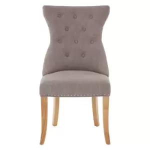 Image of Dining Chair in Mink Linen & Stud Detail