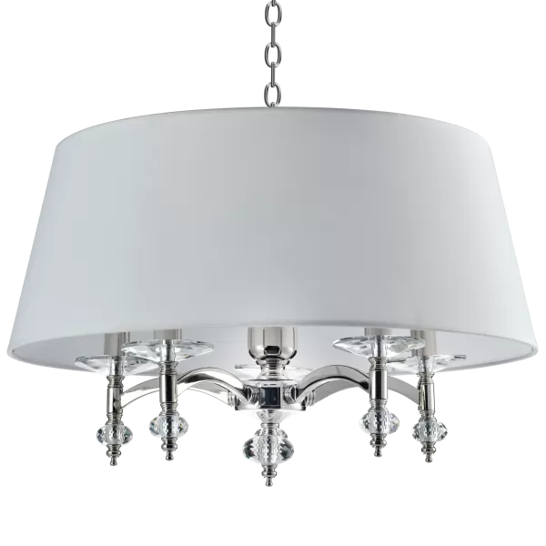 image of Verona 5 Light Cylindrical Pendant Ceiling Light Nickel, E14