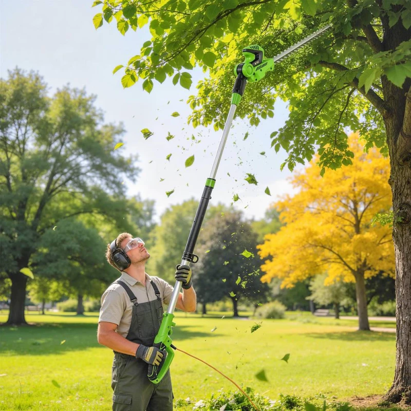 Image of OUTSUNNY 2.6m Corded Extendable Hedge Trimmer with 90 Adjustable Head in Green Green Unisex