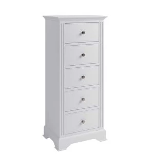 image of Bingley 5 Drawer Narrow Chest Of Drawers - White