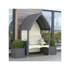 image of AFK Cottage Arbour Wooden Garden Seat Chair Bench Charcoal Grey & Cream FSC