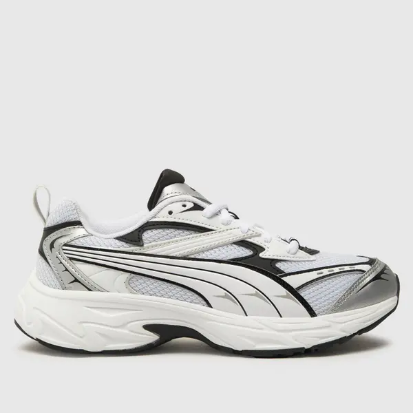 image of PUMA morphic base trainers in white & black