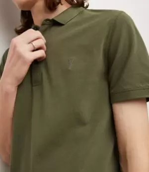 Image of AllSaints Mens Reform Short Sleeve Polo Shirt, Green, Size: XS
