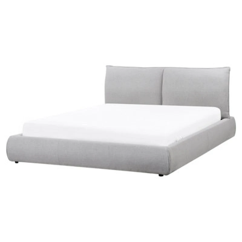 Image of Beliani Bed Fabric Vinay 160 X 200 Cm (Eu King Size) Light Grey