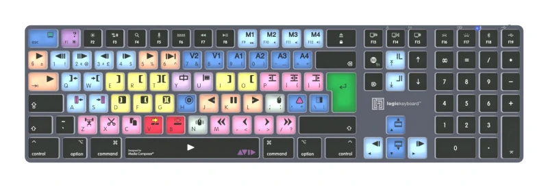 Image of Logickeyboard Avid Media Composer "Classic" layout TITAN Wireless Backlit Keyboard - Mac UK English LKB-MCOM4-TM-UK