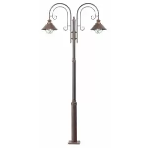 Image of Faro Nautica - 2 Light Lamp Post Rust Brown, E27