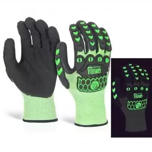 image of Beeswift Glovezilla Glow In The Dark Foam Nitrile Glove Green L Pair